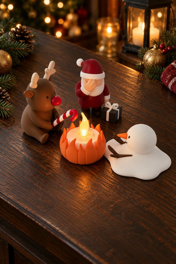 Christmas Campfire-set van Yafico, sfeer: antraciet en goud