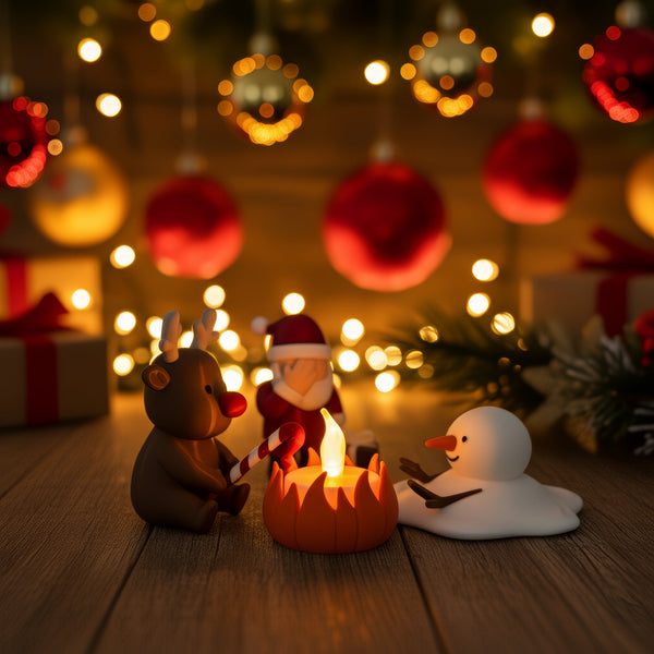 Kerstkampvuur voor kerstballen en lichtjes