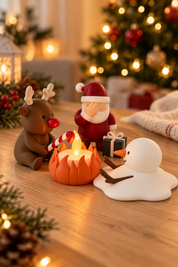 Christmas Campfire-set van Yafico, sfeer: minimalistisch warm ivoor