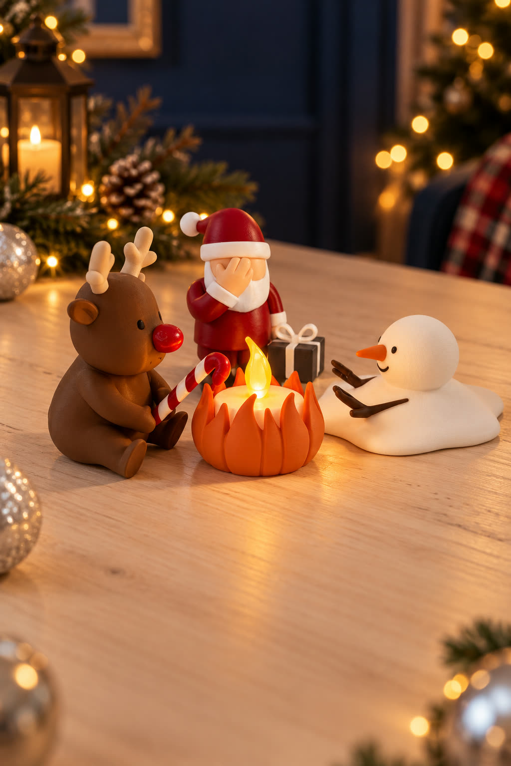 Christmas Campfire-set van Yafico, sfeer: marineblauw en zilver