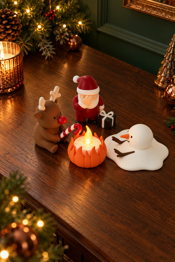 Christmas Campfire-set van Yafico, sfeer: donkergroen met koper