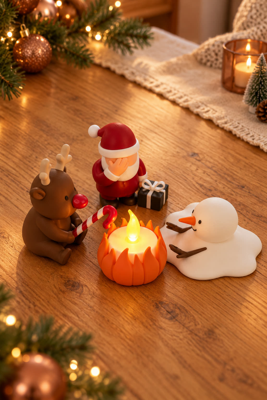 Christmas Campfire-set van Yafico, sfeer: terracotta met linnen