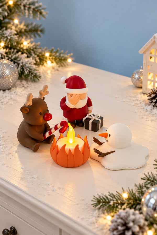 Christmas Campfire-set van Yafico, sfeer: poederblauw met winterwit
